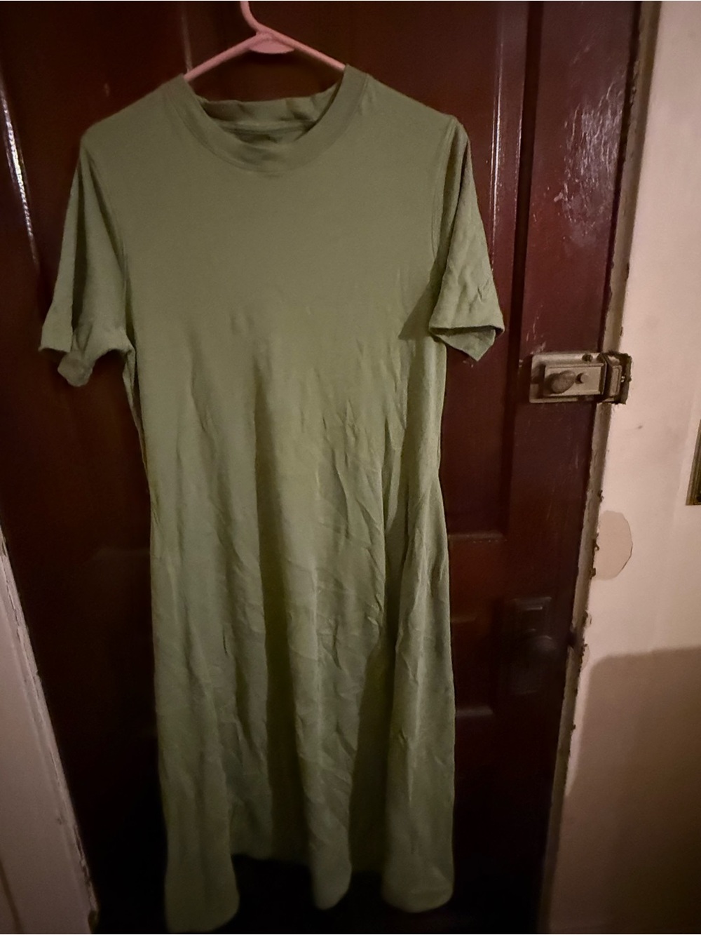 Time and Tru Olive Green Short-Sleeve Maxi Dress